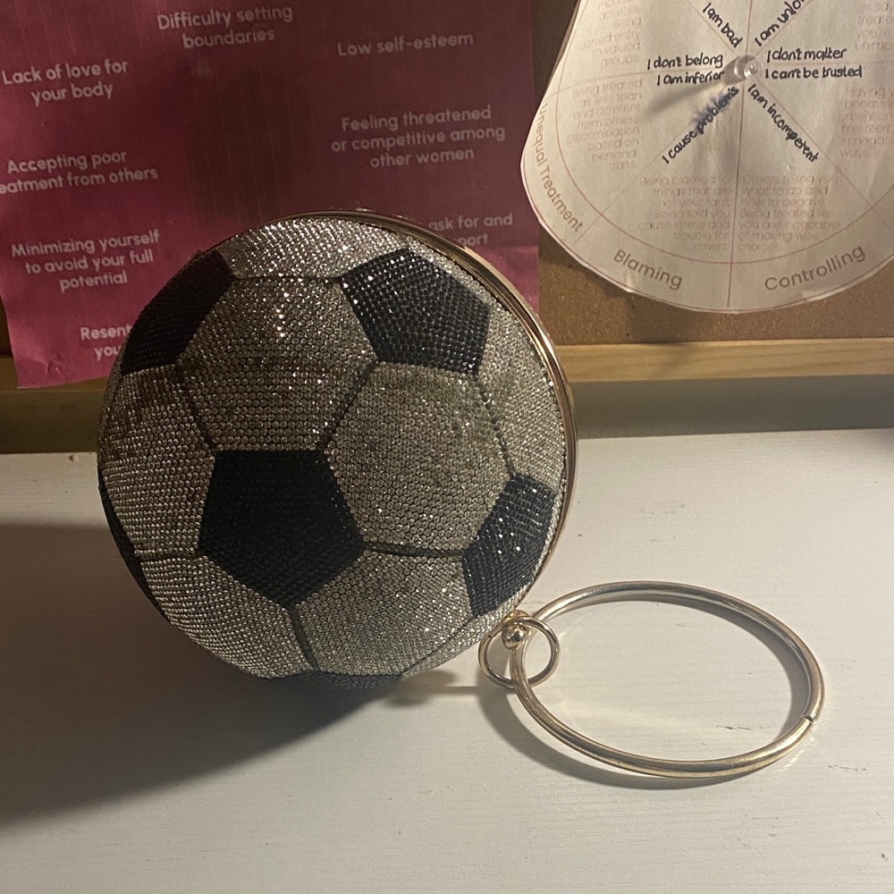 Soccer Ball Rhinestone Clutch Purse